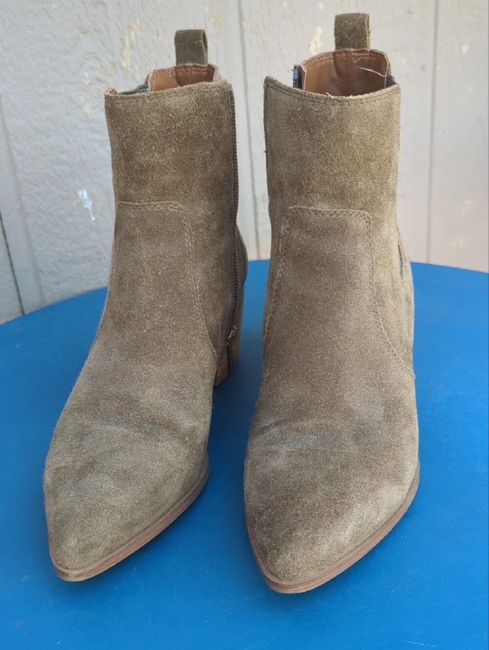 Franco Sarto Olive Suede Ankle Boots